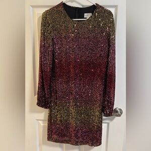 Premier Amour Gold and Pink Sequin Dress